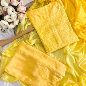 RADHIKA Yellow Modal Chikankari 3 Piece Set