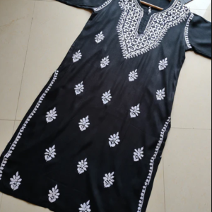 SHIVANI Black Modal Chikankari Kurta - Elegant Lucknowi Chikankari for Women