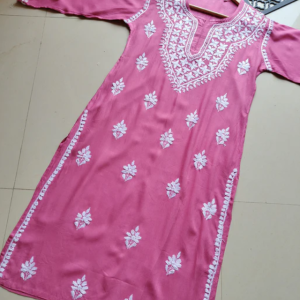 SHIVANI Peach Modal Chikankari Kurta Set