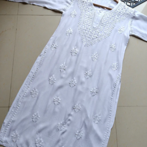 SHIVANI White Modal Chikankari Kurta Set
