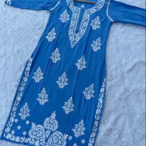 SHUBHI Blue Modal Chikankari Kurta