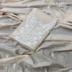 SIA Tissue Kurta Dupatta Chikanakari Set Emellished With Pearl cut dana