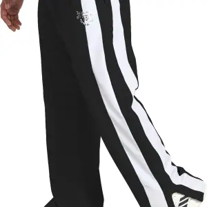 Black Polyester Elastic Striped Track Pant For Men