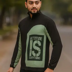 Light Green Lycra Blend Polyester Zipper Solid Full Sleeve Sports Jacket For Men