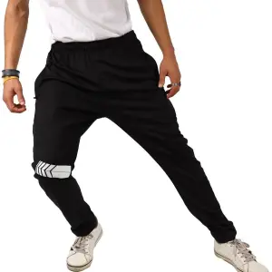 Black Lycra Blend Elastic Solid Track Pant For Men
