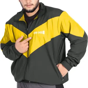 Black Lycra Blend Polyester Sports Regular Full Sleeve Bomber Jacket For Men