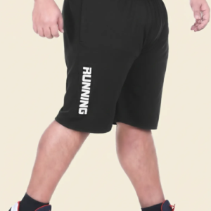 Black Lycra Blend Elasticated Solid Shorts For Men