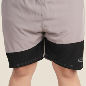 Grey Lycra Blend Polyester Elasticated Color Block Shorts For Men