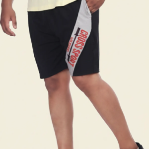 Black Lycra Blend Polyester Elasticated Solid Shorts For Men