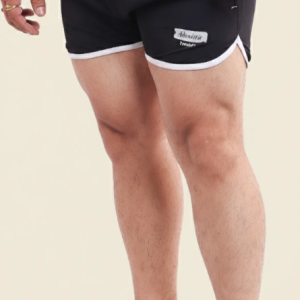 Black Lycra Blend Polyester Elasticated Solid Shorts For Men