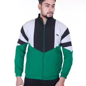 Dark Green Wool Blend Lycra Blend Polyester Zipper Solid Full Sleeve Sports Jacket For Men