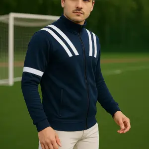 Black Lycra Blend Polyester Zipper Solid Full Sleeve Sports Jacket For Men