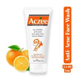 Aczee Clear Skin Face Wash – Oil Control & Anti-Acne with Lemon Extract, Tea Tree Oil, Vitamin E, Aloe Vera & Glycerine