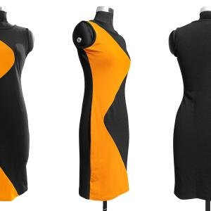 Women’s Black & Mustard Colour Block Body-con Dress
