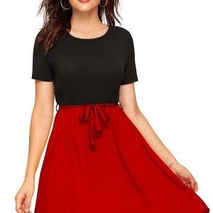 Women's Knitting strachable Solid Round Neck Cap Sleeve Dresses