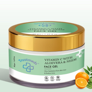 Vitamin C Face Gel with Aloevera & Neem (50g) | Hydrating & Brightening Daily Moisturizer for Clear Glow | Acne & Oil Control Formula for Men & Women
