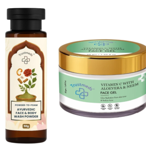 Ayurvedic Face Wash Powder & Vitamin C Aloe Vera Neem Face Gel Combo