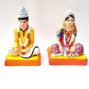 Handicrafts Bengali Married Couple Figurine – 28 cm | Traditional Clay Decorative Dolls for Home & Festive Decor