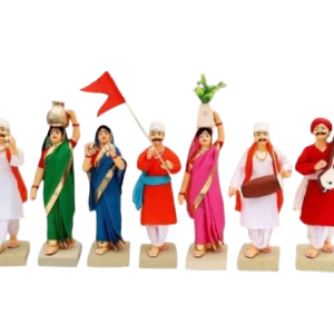 Simonart & Printing Handmade Miniature Terracotta Clay Idols – Pandharpur Warkari Group Set of 7 | Traditional Folk Art Decor
