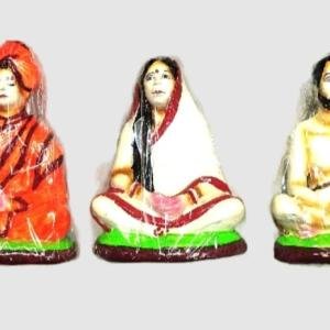 Handicrafts Ramakrishna, Sarada Devi & Swami Vivekananda Statue | Handmade Clay Decorative Idol for Home, Temple & Office