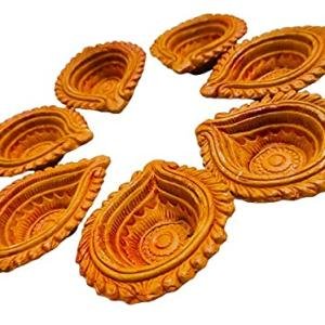 Assorted Colorful Handpainted Earthen Diyas for Pooja & Diwali Decoration