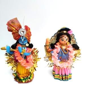 Handicraft Wooden Radha Krishna Doll – 14 cm | Handmade Decorative Figurine for Home & Festive Decor