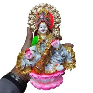 ✨ Goddess Saraswati Clay Idol – Sacred Pooja Room Decoration