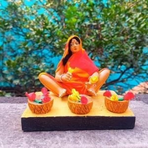 Handicrafts Clay Dolls Set – Home Decor | Traditional Handmade Decorative Dolls (10 cm, 14 cm, 10 cm)