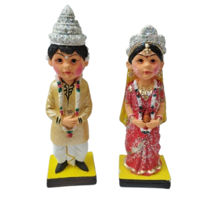 Simonart & Printing Krishnanagar Matir Putul Bengali Couple | Handmade Traditional Clay Doll Showpiece