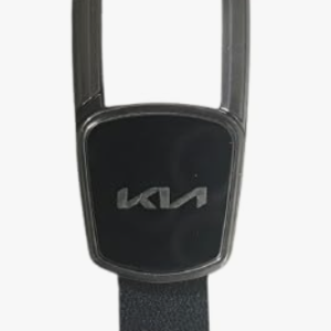 KIA Premium Metal and Leather Keychain, Carabiner Style, Black