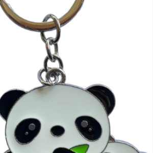 Cute Panda Keychains/Keyrings, Metal Steel, Single Piece Key Chain, Multi-Color Design for Girls and Boys