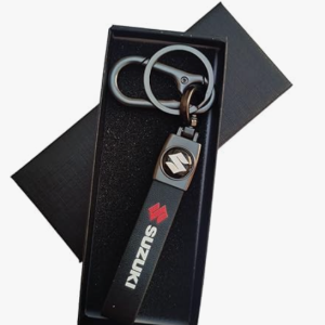 Leather Keychain Compatible With Suzuki Car - Make Your Car Unique with This Stylish Key Chain (Black)