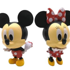 Iconic Mickey-Minnie Mouse Keychains, 2 Pcs PVC Figures for Cake Decorating, Table Decor, Themed Party Decorations, 10 cm