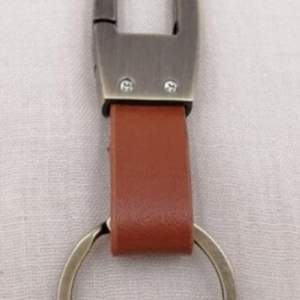 Silverline * CLASSIC Stylish metal Finish with brown leather KEYCHAIN AND KEYRING FOR CAR AND BIKE