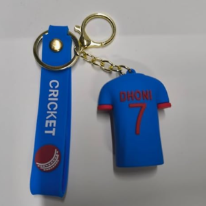 Cricket India Jersey 3D Silicone Keychain with Belt or Ribbon, Blue