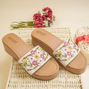 Meadow Charm Embroidered Slide Sandals