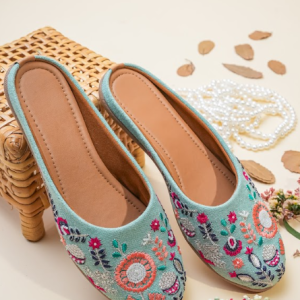 Floral Embroidered Slip-On Mules