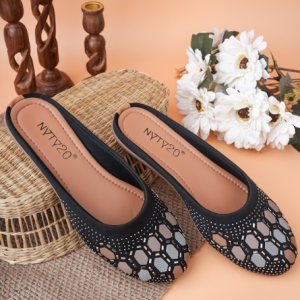 Floral Embroidered Slip-On Mules