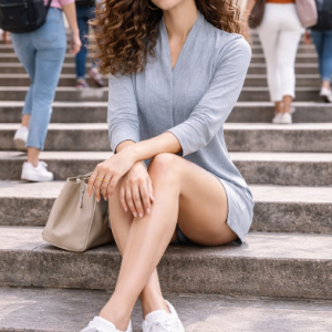 Gray Knit Tunic Dress