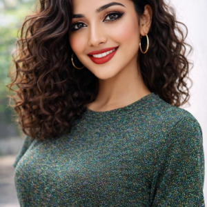 Women's Metallic Lurex Knit Crew Neck Top