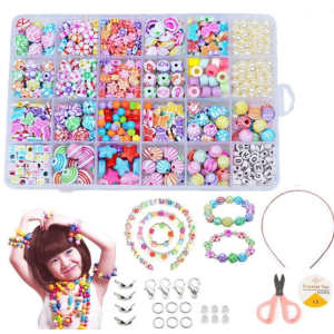 DALESSA Jewellery Making Kit Bracelet Making Kit Macaron Color for Bracelet Making Clay Beads Kit Letter with Unicorn Pendants