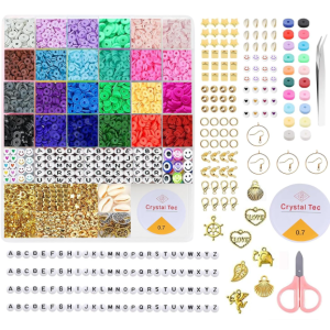 LERUBGA 6000+ Bracelet Making Kit Jewellery Making Kit Macaron Color for Bracelet Making Clay Beads Kit Letter with Unicorn Pendants