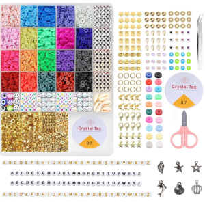 LERUBGA Jewellery Making Kit Bracelet Making Kit Macaron Color for Bracelet Making Clay Beads Kit Letter with Unicorn Pendants