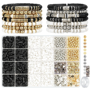 DALESSA Jewellery Making Kit Bracelet Making Kit Macaron Color for Bracelet Making Clay Beads Kit Letter with Unicorn Pendants