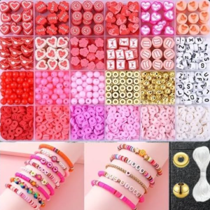 DALESSA Jewellery Making Kit Bracelet Making Kit Macaron Color for Bracelet Making Clay Beads Kit Letter with Unicorn Pendants