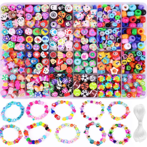 DALESSA Jewellery Making Kit Bracelet Making Kit Macaron Color for Bracelet Making Clay Beads Kit Letter with Unicorn Pendants