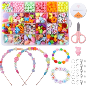 DALESSA Jewellery Making Kit Bracelet Making Kit Macaron Color for Bracelet Making Clay Beads Kit Letter with Unicorn Pendants