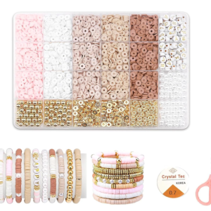 DALESSA Jewellery Making Kit Bracelet Making Kit Macaron Color for Bracelet Making Clay Beads Kit Letter with Unicorn Pendants