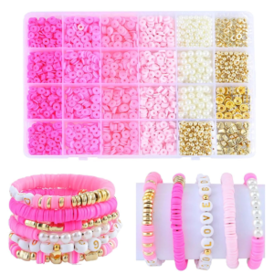 DALESSA Jewellery Making Kit Bracelet Making Kit Macaron Color for Bracelet Making Clay Beads Kit Letter with Unicorn Pendants