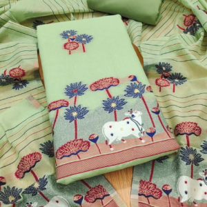 Women's Cotton Silk Unstitched Salwar Suit Dress Material With Dupatta